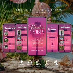 Houston Girl’s Trip, Birthday Weekend, Texas Itinerary Travel Planner, Vacation Schedule, Digital Animated Video Guide, Houston Itinerary