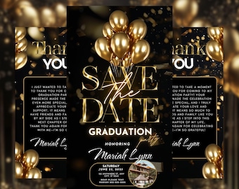Digital Graduation Save The Date Invite: Editable Template