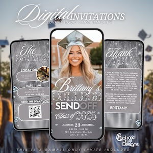 Graduation College Send off Invitation, Silver Trunk Party Invite High School Graduation, Send-Off, Digital Girls Photo Farewell Template