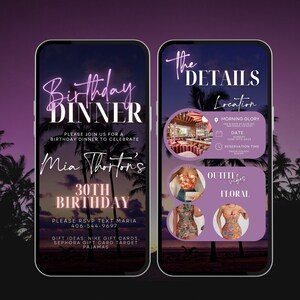 Digital Birthday Dinner invitation, Birthday Dinner, Digital Birthday Party Invite, Editable Template, Text, Birthday Party, text evite