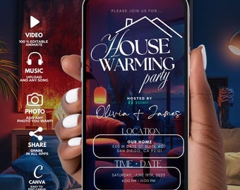Digital Housewarming Party Invite, New Home Celebration, House Warming Invitation, Welcome Home Editable Template, New Apartment Evite