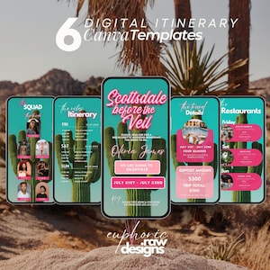 Scottsdale Bachelorette Itinerary, Arizona Weekend Getaway Invitation, Girl&#39;s Trip, Bach Party Travel Planner, Neon Pink Vacation Schedule