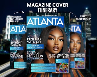 Atlanta Girls Trip Itinerary: Magazine Cover Birthday Template (Digital)