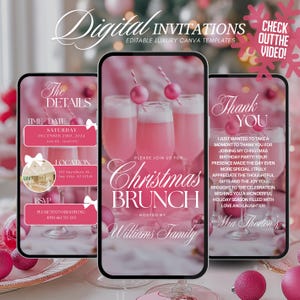 Digital Christmas Brunch Invitation, Festive Brunch Friendmas Evite, Holiday Party Invite Template, Animated Office Work Party, Editable