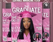 2026 Graduation Invite Magazine Style, Pink DIY Editable Flyer Template, Class of 2026 Graduation Celebration, Premade Event Flyer Design