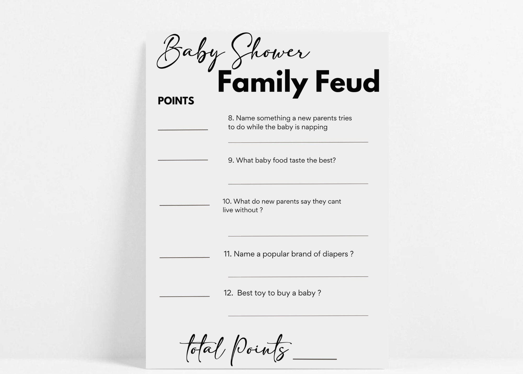 Baby Shower Feud Game: divertente attività stampabile (download digitale