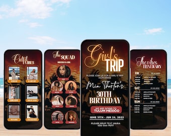Geburtstags-Wochenendreiseplan, Wochenendreise-Reiseplan, Mädchen-Reiseplaner, Video Geburtstag einladen, Digitaler Reiseplan, Mädchenreise
