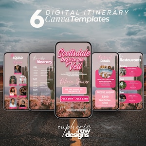 Scottsdale Bachelorette Itinerary, Arizona Weekend Getaway Invitation, Girl&#39;s Trip, Bach Party Travel Planner, Neon Pink Vacation Schedule