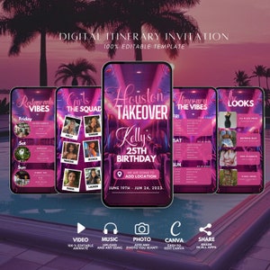 Houston Girl’s Trip, Birthday Weekend, Texas Itinerary Travel Planner, Vacation Schedule, Digital Animated Video Guide, Houston Itinerary
