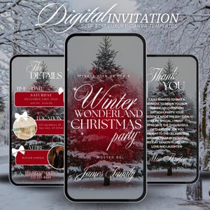 Christmas Party Invitation, Winter Wonderland Christmas Party Invite, Holiday Cocktail Party Dinner Template, Instant Download