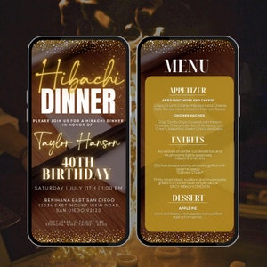 Digital Hibachi Invitation, Birthday Dinner Invite, Japanese Restaurant, Hibachi Party, Hibachi Night, Email Invitation, Hibachi Template
