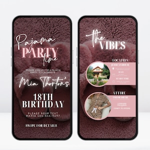 Digital Adult Pajama Party Invitation, Adult Slumber Party, Girl&#39;s Night in Invitation, Sleepover Party, Pajama Party Invite, tex evite