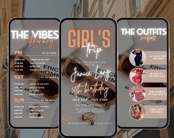 Birthday Weekend Itinerary Template: Girls Trip, Digital Travel Schedule (PDF File)