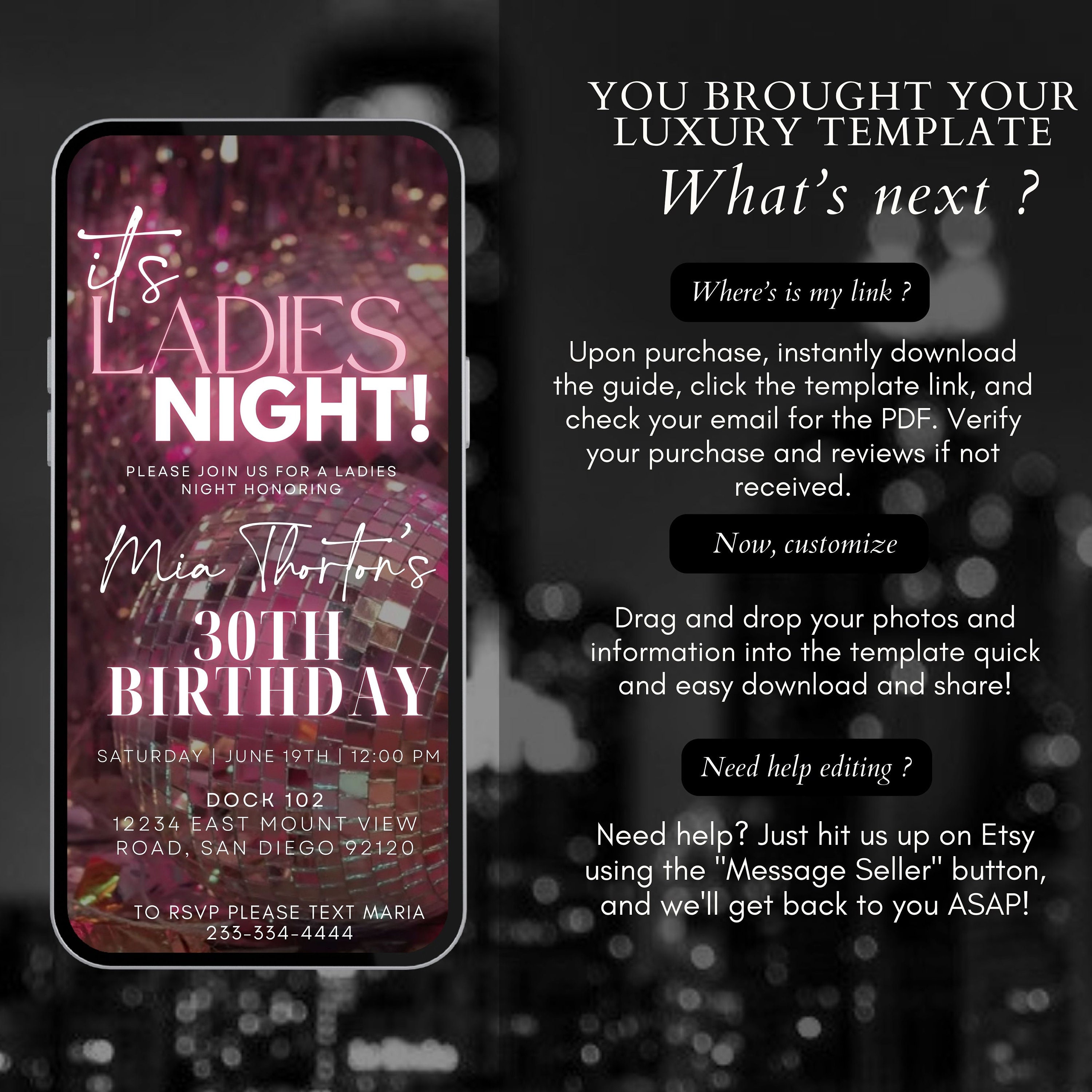 Ladies Night Out, Birthday Party Invitation, Girls Night Out Invitation ...