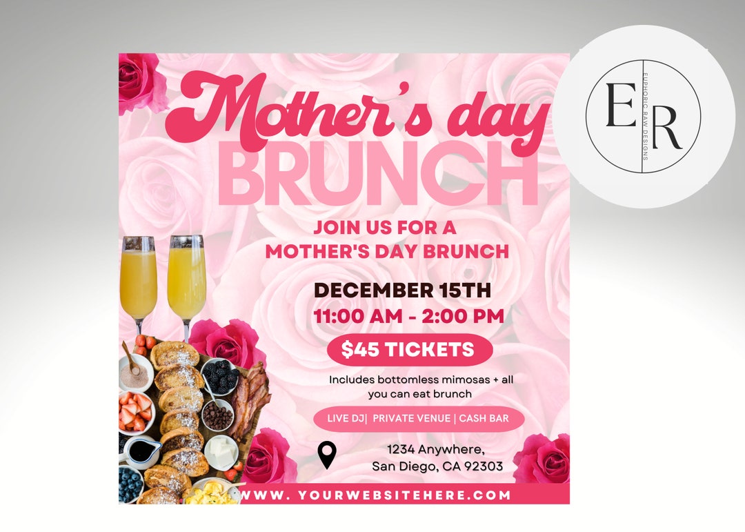 Mother's Day Brunch, Mother's Day Dinner Flyer, Mommy Brunch Flyer