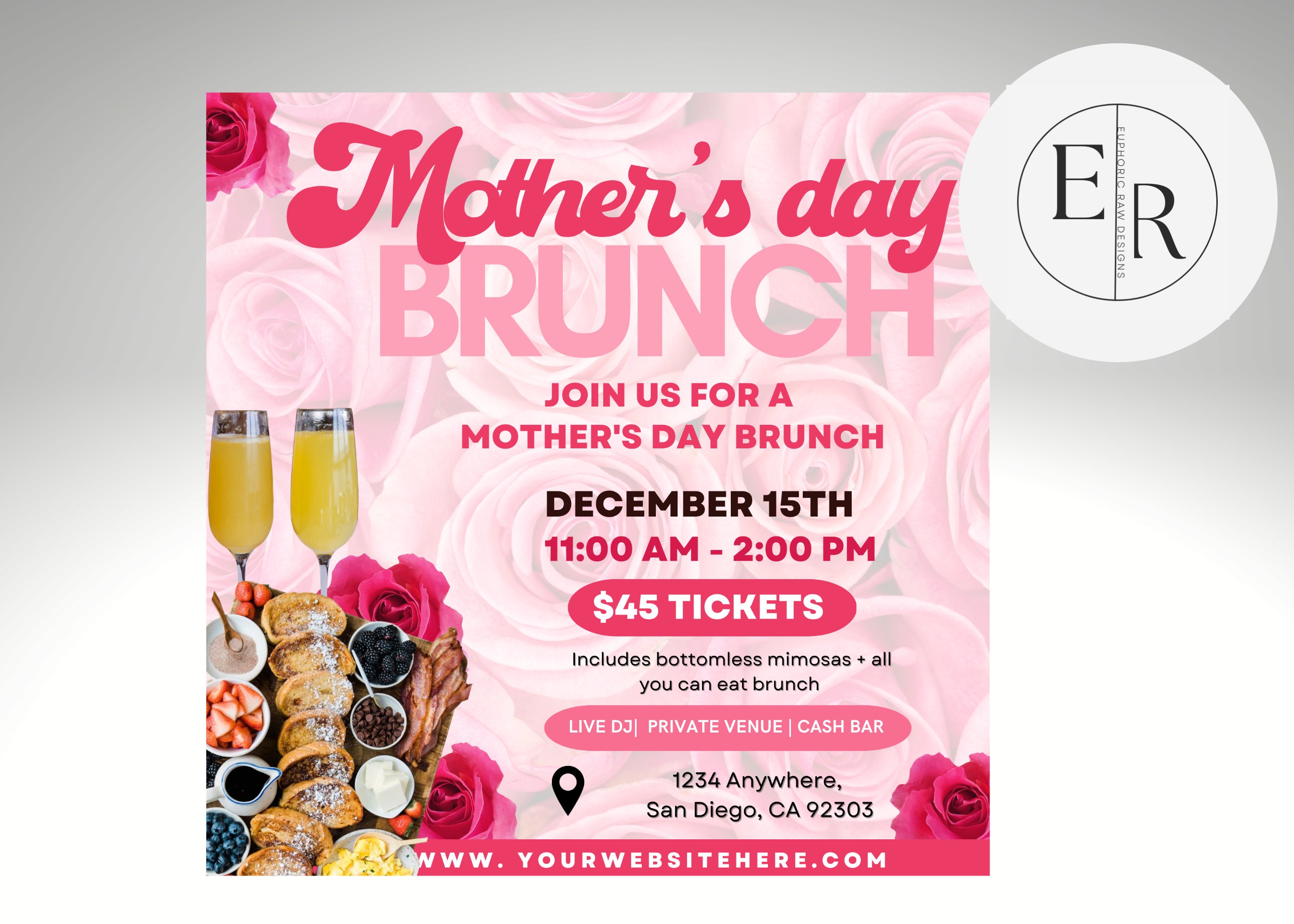 Mother's Day Brunch Mother's Day Dinner Flyer Mommy Etsy