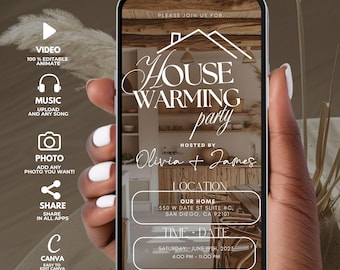 Digital Housewarming Party Invitation, New Home Celebration, Editable Welcome Home Template, House Warming Evite, New Apartment Invite