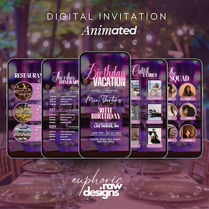 Birthday Weekend Itinerary Template, Weekend Trip Itinerary, Girls Trip Planner, Video Birthday Invite, Digital Itinerary, Girls Trip