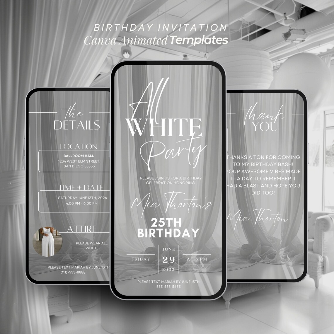 All White Party Invitation, Birthday Dinner Invite, All White Birthday ...
