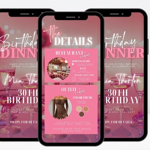 Digital Birthday Dinner Invitation, Birthday Dinner, Digital Birthday ...