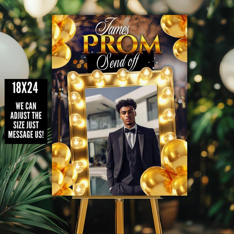 Creative Prom Signes Black and Gold Prom Welcome Sign Template, Editable Prom & Graduation ...