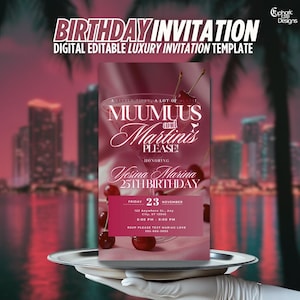 Digital Muumuus & Martinis Invitation, Birthday Girls&#39; Night, MooMoo Party Evite, Brunch Muumuu Dinner Invite, Social Media Template