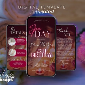Digital Spa Day Invitation, Spa Party Birthday Itinerary, Sms Invitation, Sleepover Pamper Party, Girl's Night in, Manicure Pedicure Party