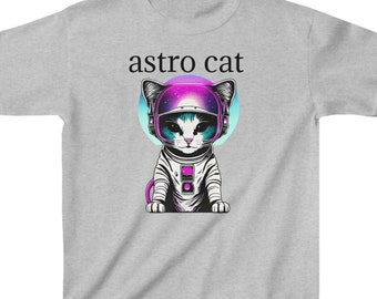 Enfant astronaute, t-shirt chat mignon, minou projeté dans l'espace, t-shirt Kids Heavy Cotton™, cadeau pour enfants, t-shirt chat