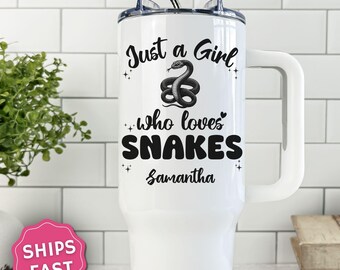 Personalized Snakes tumbler, Custom Just a Girl Who Loves Snakes Tumbler, Snakes Tumbler with handle, Snakes Lover Gift, Snakes 40 oz Cup