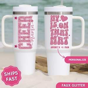 Custom Cheer Mom Tumbler, Personalized Cheer team Gift, Cheer Mom with Name travel Cup, Cheer Competition travel mug, Mascot Name Mug