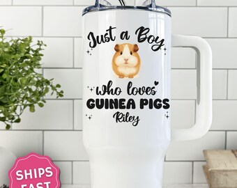 Just a Boy Who Loves Guinea Pigs 20oz 40oz Tumbler Gift for Him Personalized Guinea Pig Stainless Steel Tumbler Guinea Pig Fan Teen Boy Gift