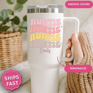 Custom Auntie 40 oz Tumbler Personalized Auntie Gift from Niece or Nephew, Aunt Gifts Birthday Travel Cup Sister Aunt gift for mothers day