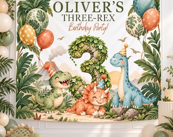 3rd Birthday Boy Banner, Dinosaur Birthday, Three Rex Birthday Party, T Rex Dino Party, Personalized Roaring Dino Birthday Banner