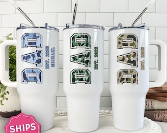 Custom New Dad Tumbler Personalized First Time Dad Gift from Wife or Baby Custom Name EST Year  Stainless Steel Cup Father’s Day Gift