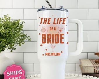 The Life of a Bride Tumbler, Funny Bride Gift, Music Fan Tumbler with handle, Bachelorette 40oz Mug, Bride to Be Era, Just Married Honeymoon