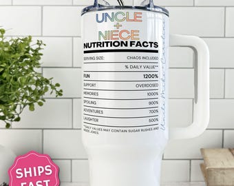 Uncle Niece Nutrition Facts Tumbler, Uncle Gift Cup, Niece Appreciation Travel Mug