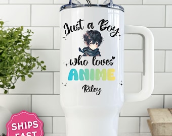 Just a Boy Who Loves Anime Tumbler 20oz 40oz Anime Lover Gift Personalized Anime Gift Anime Obsessed Gift Anime Fan Boy Gift Stainless Steel
