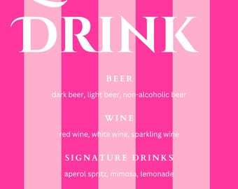 Pink & White Bar Drink Menu