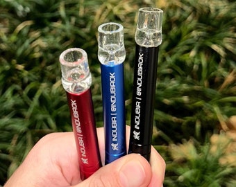 Glass Hand Pipe Chillum | Aluminum Bat One Hitter | 3 Colors with Removable Glass Bowl