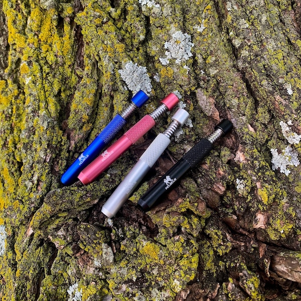One Hitter Pipes | Metal Pipe, Chillum | Spring Loaded | Cute, Aluminum, Girly, Tough, Travel | Self Cleaning | Colorful | Bat Pinch Hitters