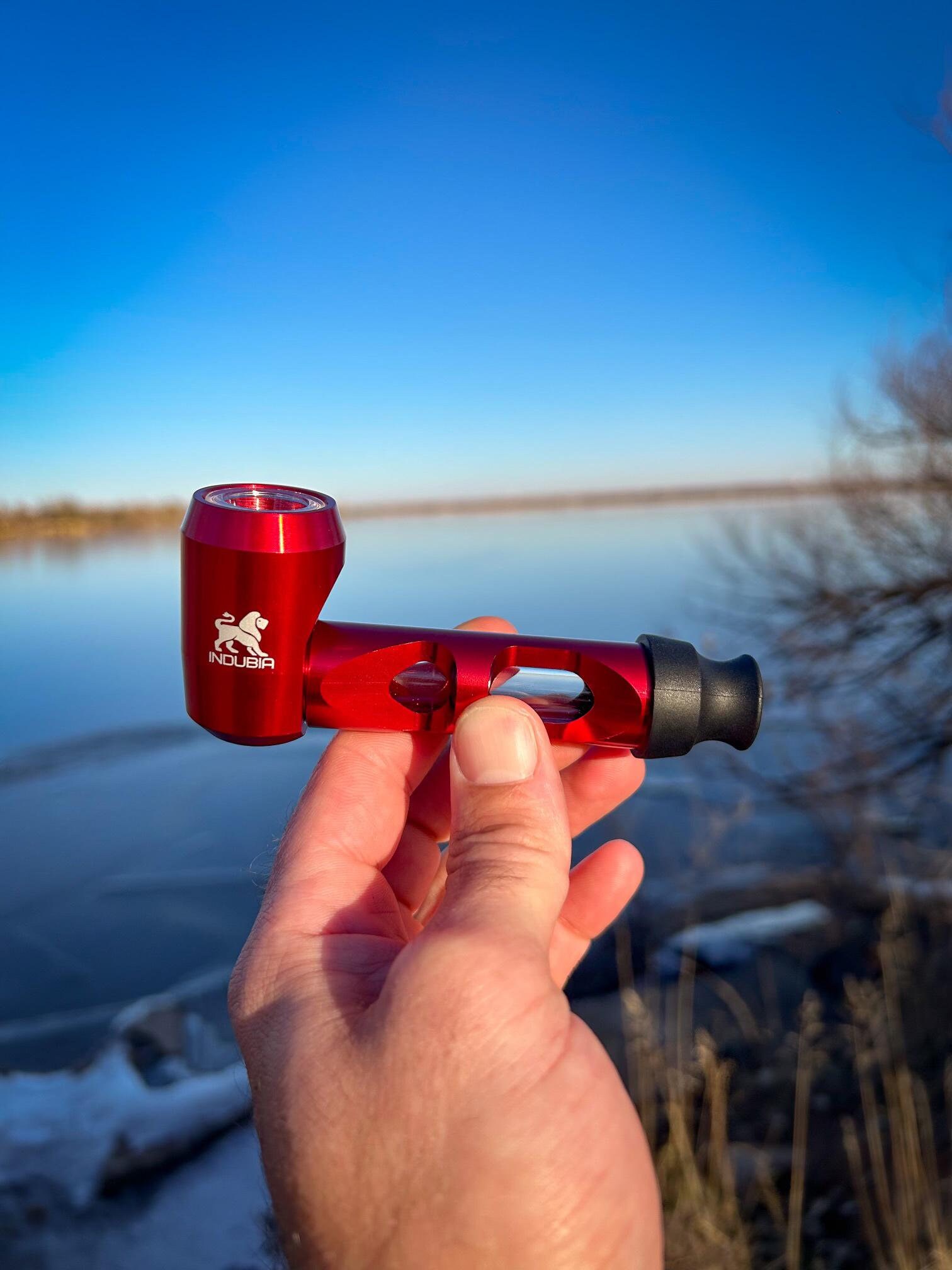 13cm Metal-Glass Smoking Pipe With Natural Porous Rock Filter - Handheld Tobacco Pipe