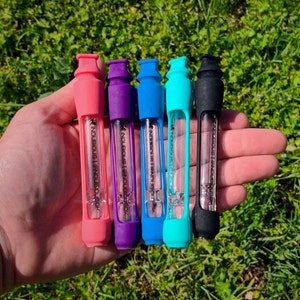 Glass Chillum | Cool Pipe | Low Profile | One Hitter Glass Pipes | Break Resistant | Best One Hitter | Silicone One Hitter | Smoker Gift