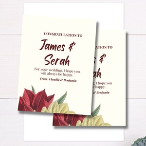 Carte de mariage fleur minimaliste crème taille standard « 14,8 X 10,5 » papier cartonné ou papier