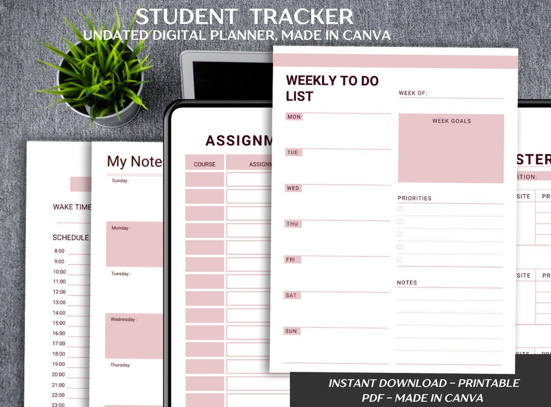 Student Planner Study Planner Printable Academic Planner College School ...