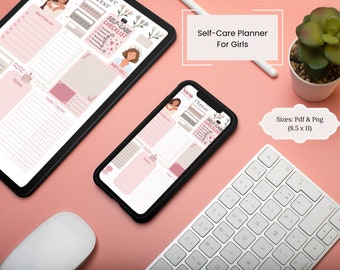 Wellness Planer, Selfcare Checkliste, Selbstliebe Tagebuch, Selbstliebe Planer, That Girl Planer, Dankbarkeit Planer, Planer Produktivität.
