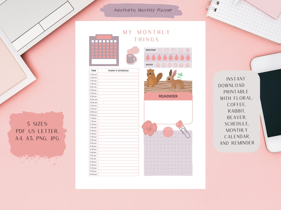 Minimalist Monthly Planner Printable, Printable Planner, Organizer ...