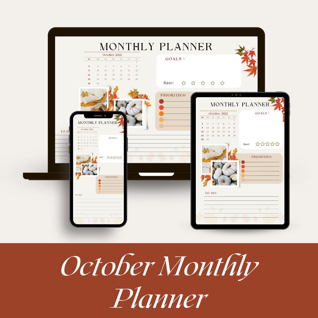 Printable Fall Themed Monthly Planner - Etsy
