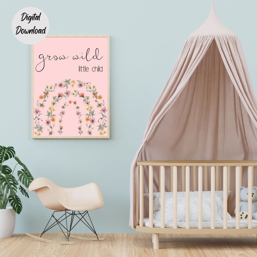 Printable Wall Art Floral Nursery Decor, Boho Girls Baby Nursery ...