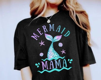 Mermaid Mama Shirt, Cute Mermaid Mom Mommy Shirt, Mermaid Party Outfit, Mermaid Squad Party Shirt, Personalized Mermaid Birthday Party Shirt