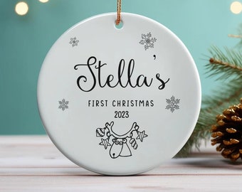 Baby's First Christmas Decoration | Babys First Christmas Keepsake Bauble Ceramic Ornament | Baby's 1st Xmas Bauble | Baby Christmas Gift